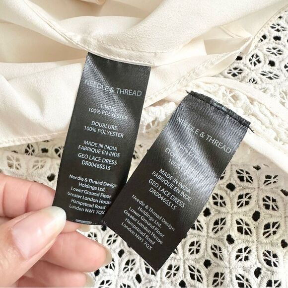 Needle & Thread Eyelet Knee Length Dress in Ivory Size 4 - Picture 8 of 9